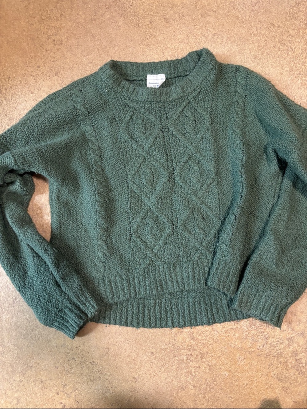 abercrombie kids Green Textured Cable-Knit Sweater